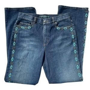 Ralph Lauren Jeans Boot Cut retro Women Sz. 8 Blue Denim Beaded